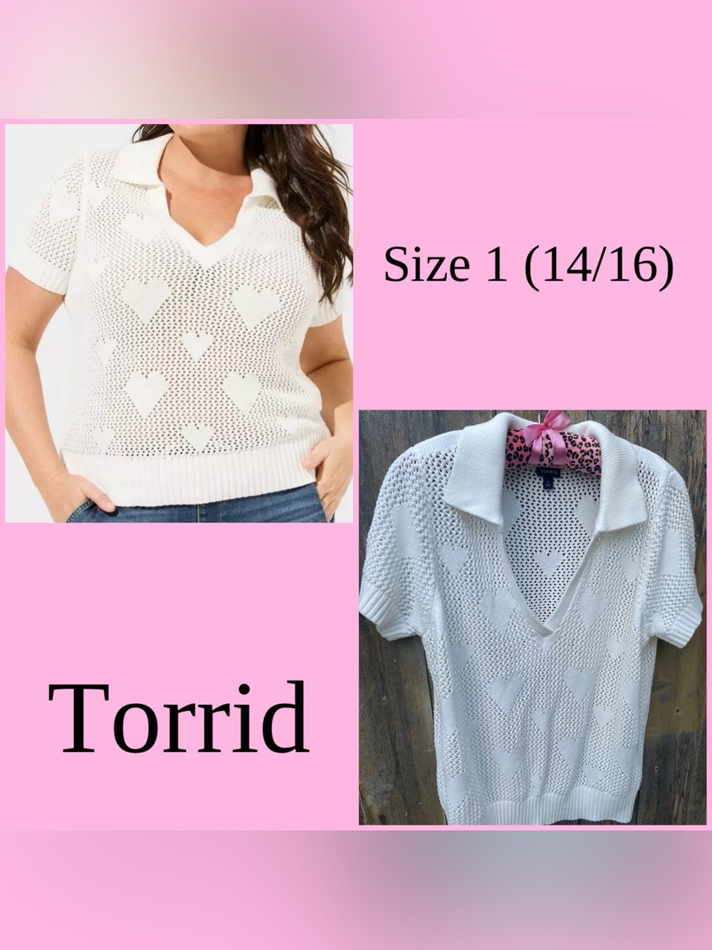 Torrid Open Knit Heart Design Top Sz. 1